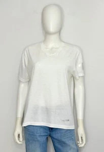 Camiseta True Religion para mujer L mezcla de algodón blanca cuello en V manga corta logotipo - Imagen 1 de 9