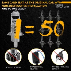 H4 Bulbs-20000LM Extremely Bright 6000K White Hi-Lo Beam FunctionH4/9003/HB2 - Picture 1 of 8
