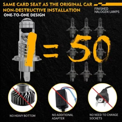 H4 Bulbs-20000LM 极亮 6000K 白色 高低光束功能H4/9003/HB2 — 第 1/4 张图片