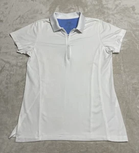 Peter Millar Golf Shirt Women Medium White Short Sleeve 1/4 Zip Element Wicking - Picture 1 of 7
