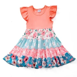 NEW Boutique Floral Sleeveless Ruffle Tiered Dress Easter - Picture 1 of 5