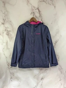 Columbia Rain Jacket Girls XL 18 20 Blue Pink Waterproof Coat Omni Tech Youth - Picture 1 of 14