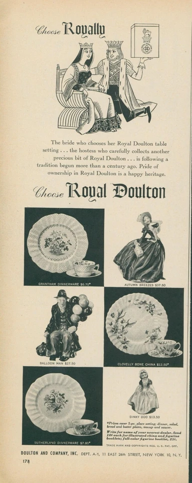 Royal Doulton King Queen 1951 globo hombre Dinky Doo estatuas vintage anuncio impreso BH1 Foto 1 de 1