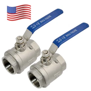 1-1/2 inch 1.5" Ball Valve,316 Stainless Steel Full Port,2-Piece, 1000WOG 2Pack - Picture 1 of 4