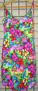 Vintage Hawaii Pool Cover Kleid Carabella Gr. S 80er Lebendig Regenbogen Made USA - Bild 1 von 12