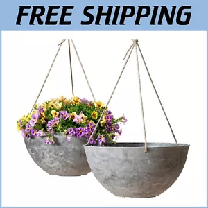 Durable Recycled Plastic Hanging Planters - Elegant Set of 2 for All Weather - Picture 1 of 8