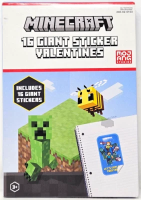 Minecraft 16 Pegatina Gigante San Valentín Mojang Studios 2023 Papel Mágico Caja Sellada Foto 1 de 4