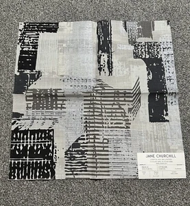 Jane Churchill Fabric Sample 15.75” x 15.50” Cityscape Charcoal Abstract Silver - Picture 1 of 20
