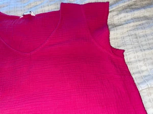 FAM BRAND BLOUSE M SEERSUCKER MATERIAL CAP SLEEVES PULLOVER PRE-OWNED - Picture 1 of 7