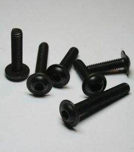 M8 BLACK A2 STAINLESS STEEL SOCKET BUTTON FLANGE BOLT FAIRING BOLT - Picture 1 of 3