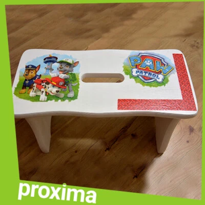 Small Wooden White Stool Bench Chair Furniture for Adult Kids - PAW PATROL - Image 1 of 2