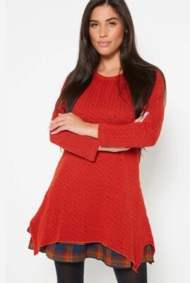 JOE BROWN CABLE KNIT CHECK HEM TUNIC DRESS BRAND NEW SIZE 8 ORANGE - Image 1 of 4