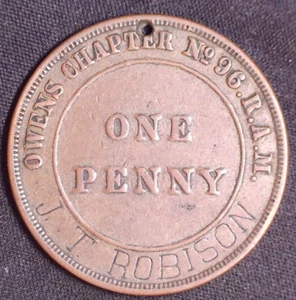 Owens Chapter No 96 Masonic Penny Token Maryville Missouri NAMED - Picture 1 of 2