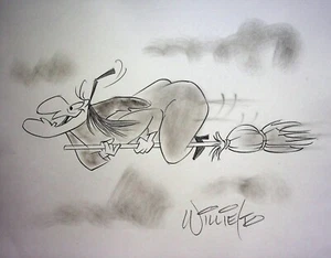 Arte de animación a lápiz dibujado a mano firmado por Willie Ito - con Hazel - Imagen 1 de 2