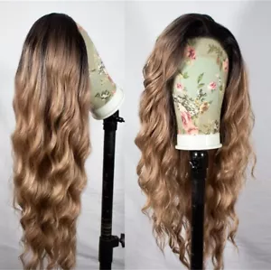 Heat Resistant Synthetic Hair Ombre Blonde Natural Long Wavy Lace Front Wigs - Picture 1 of 7