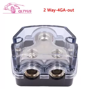 2 Way Distribution Block 4 Gauge GA Out Car Audio Amp Power Ground Distributor - Picture 1 of 7