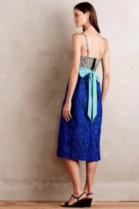 $268 NWT Anthropologie Moulinette Soeurs 6 Seacoast Midi Dress Sundress Blue - Picture 1 of 10