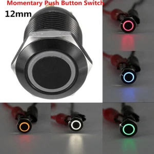 12mm 12V 4 Pin LED Light Metal Push Button Momentary Switch Waterproof Universal - Picture 1 of 16