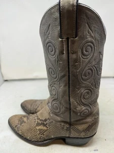 Justin Snakeskin Boots Leather Cowboy Western Size 8 D - Picture 1 of 13