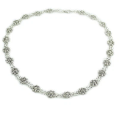 Collana girocollo donna filigrana sarda in argento a fiore tondo a nido d'ape - Immagine 1 di 3