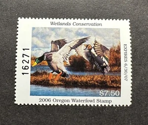 WTDstamps - 2006 OREGON - Lot3 - State Duck Stamp - Mint OG NH - Picture 1 of 2