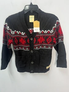 Thereabouts Black Fair Isle Long Sleeve Cardigan Sweater Boys Sz XS 6/7 - Picture 1 of 7