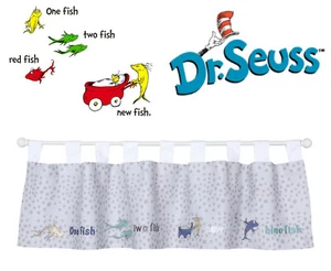 🆕️Dr Seuss New Fish Kids/Baby Window Valance/Drape Embroidery Polka Dot 56X12 - Picture 1 of 7