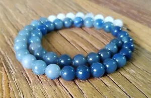 😏 Aventurina colores naturales azul y blanco surtido 8 mm cuentas hebra 😉 - Imagen 1 de 4
