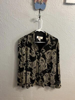 Chaqueta Jeanne Alexander para mujer negra con dorado Bling talla 2X Foto 1 de 4
