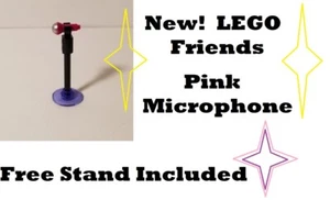 LEGO Minifigure Karaoke Microphone PINK Purple Stand Included Pop Star Singer - Picture 1 of 2