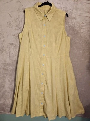Vestido estampado amarillo verde para mujer 2XL HECHO A MANO Prairie Cottage verano H105 Foto 1 de 4