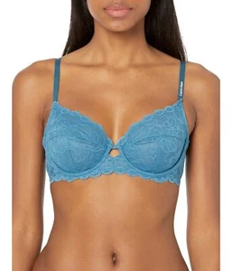 Calvin Klein Seductive Comfort w/Lace Full Coverage Unlined Midnight 32C 14733 - Picture 1 of 2