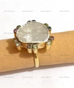 925 Sterling Silver Natural Oval Diamond Statement Wedding Ring For Bride - Picture 1 of 11