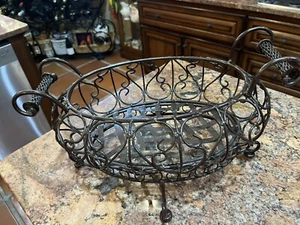 Rustic WROUGHT IRON Farmhouse Planter fruit flowers Basket Handle PIER 1 - Picture 1 of 12