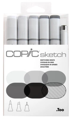 COPIC Marker sketch 6er Set "Sketching Grays" - Bild 1 von 2