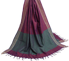 Sushila Vintage Purple Indian Dupatta Blend Silk Woven Checks Long Stole Hijab