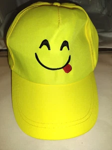 Happy Face Smiley Baseball Cap Hat Adjustable Unisex Tongue Out Yellow *18/B - Picture 1 of 6