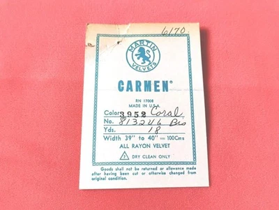 3 YARDS JB MARTIN VELVETS CARMEN #3952 CORAL PEACH/SALMON VELVET FURNTURE FABRIC - Image 1 of 4