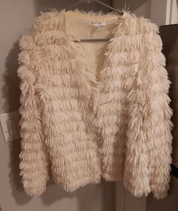 Cloud Ten CJ8439 - FAUX FUR SHAG JACKET Size M - Picture 1 of 10