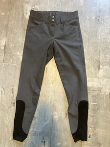 Pantaloni equitazione Dover Saddlery Breeches taglia 26 grigi toppe elasticizzati buone condizioni - Foto 1 di 6