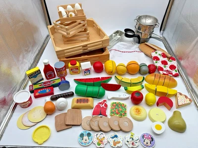 Melissa & Doug 100 Pc Set Farmers Market Collection Wooden Crates Food & Tools! - Image 1 of 4