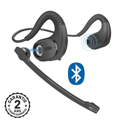 Ecouteur Bluetooth 5.3 Casque Audio Sans Fil Bureau Appels Micro Amovible Sport - Photo 1/4