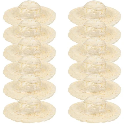  12 pezzi mini cappelli di paglia cappelli per bambole intrecciate mini simula - Immagine 1 di 4