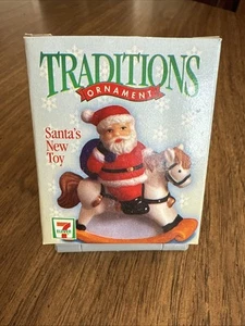 Vintage 7-Eleven Santa’s New Toy Traditions Riding Rocking Horse Ornament 1998 - Picture 1 of 5