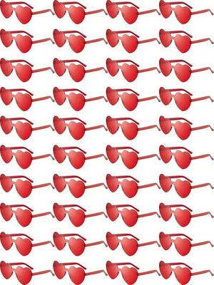 40 pairs Heart Valentine Eyewear Tinted Red Plastic Bulk Lot for Parties - Image 1 of 4