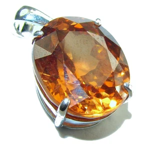 Golden Topaz Pendant 11.2ct 925 Sterling Silver Handmade Pear Yellow Gemstone - Picture 1 of 4