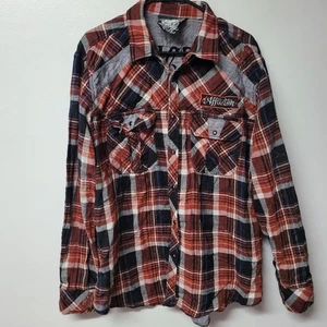 Camisa de Franela Affliction Grunge Garaje Envejecida Blanqueada Para Hombres 2XL A Presión - Imagen 1 de 10