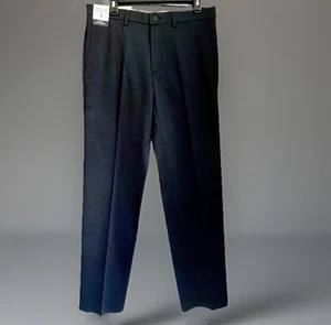 Haggar Men’s Pants 32x32 Black Premium Iron Free Khaki Straight Fit Flat Front - Picture 1 of 8