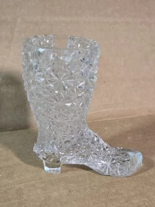Vintage Klarglas Gänseblümchen & Knopf viktorianische Stiefel 4" - Bild 1 von 10