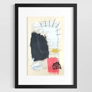 Original Abstract Modern Art Painting on Paper from 1875 Magazine #7 Signed - Picture 1 of 5